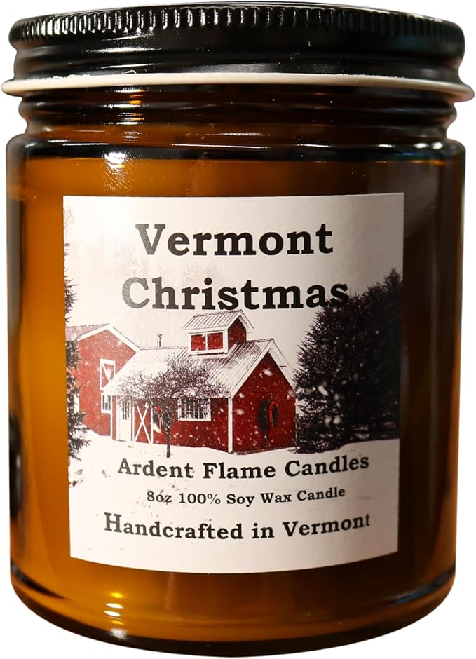 Candles | Vermont Christmas | 100% Natural Soy Wax Candle for Home Decor | Highly Scented | Premium Fragrance | Handmade in Vermont, USA | 8 oz | Long Lasting | Gift for Women and Men