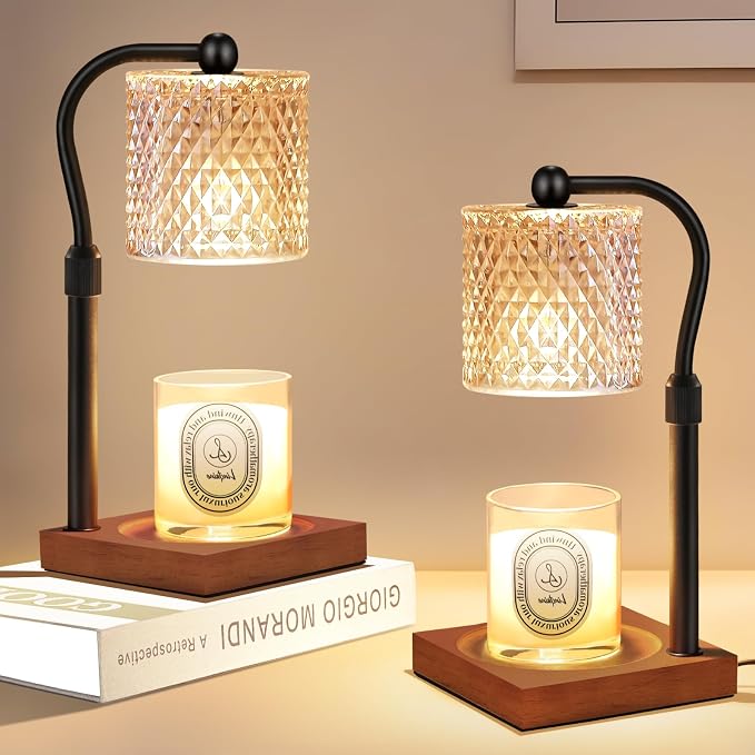 2 Pack Candle Warmer Lamp with Timer Dimmer Adjustable Height, Birthday Housewarming New Home Decor Gifts for Women, Electric Wax Warmer for Jar Candles