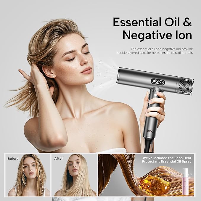 Foldable hair Dryer with Diffuser - 1600W Professional High Speed Blow Dryer with Comb,100,000RPM Fast Dry,salon-quality results,4 Temps & 3 Speeds,Low Noise, Portable for Home & Travel & Gym