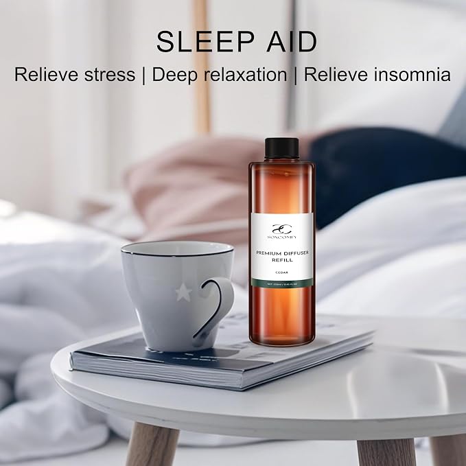 Diffuser Oil Refill, 250ml / 8.45 fl oz, Cedar - Reed & Aromatherapy Diffuser Oil, Long-Lasting Home Fragrance, Eucalyptus, Cedar & Sandalwood Notes