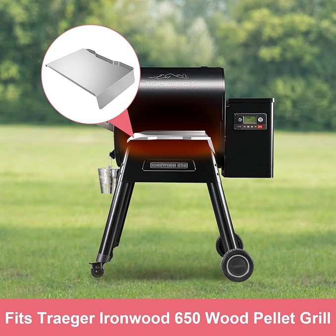 BAC506 Drip Pan Tray Replacement for Traeger Ironwood 650 Pellet Grills, Drip Pan Heat Baffle Compatible with Traeger KIT0438 Part, Stainless Steel Traeger Pellet Grill Assossories