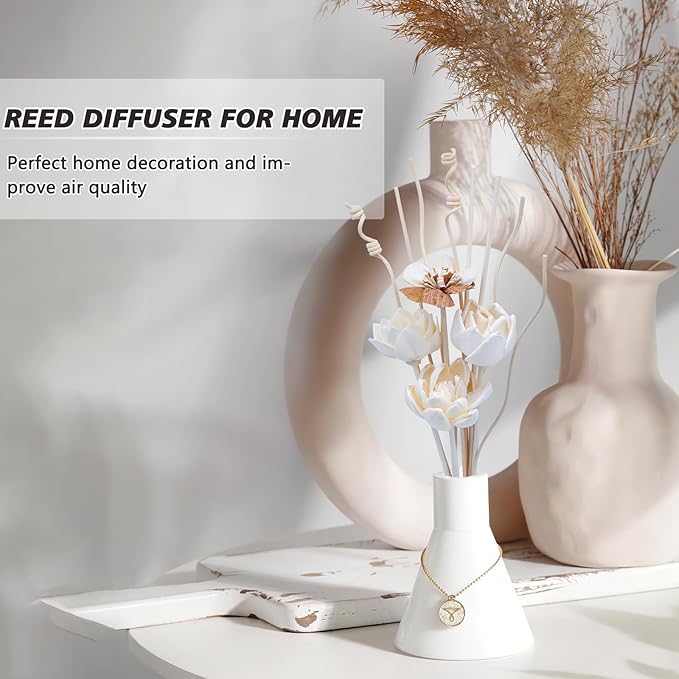 Flowers Reed Diffuser Sticks Set, Scent Diffuser Stick, Fake Dried Flowers Fragrance Oil Reed Diffuser Sticks for Bathroom Shelf, Office, Home Kitchen Decor (Bottle Not Included)