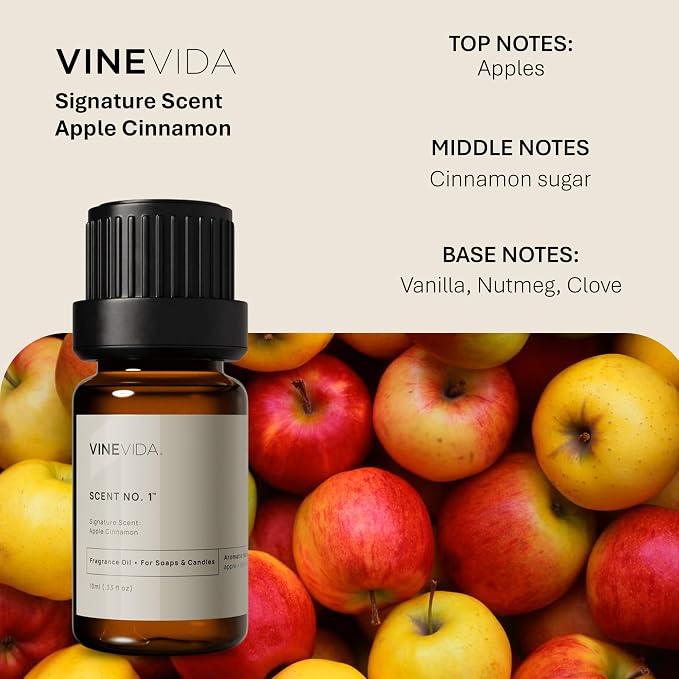 VINEVIDA [0.33oz] Apple Cinnamon Fragrance Oil for Fall Candle Making - Essential Oils and Scents