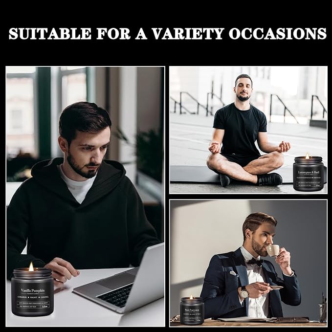 10 Pack Scented Candles for Men, Masculine Candle Gift Set with Woody & Fresh Scents, Soy Wax Aromatherapy Candles for Home, Gifts for Him, Boyfriend, Father's Day
