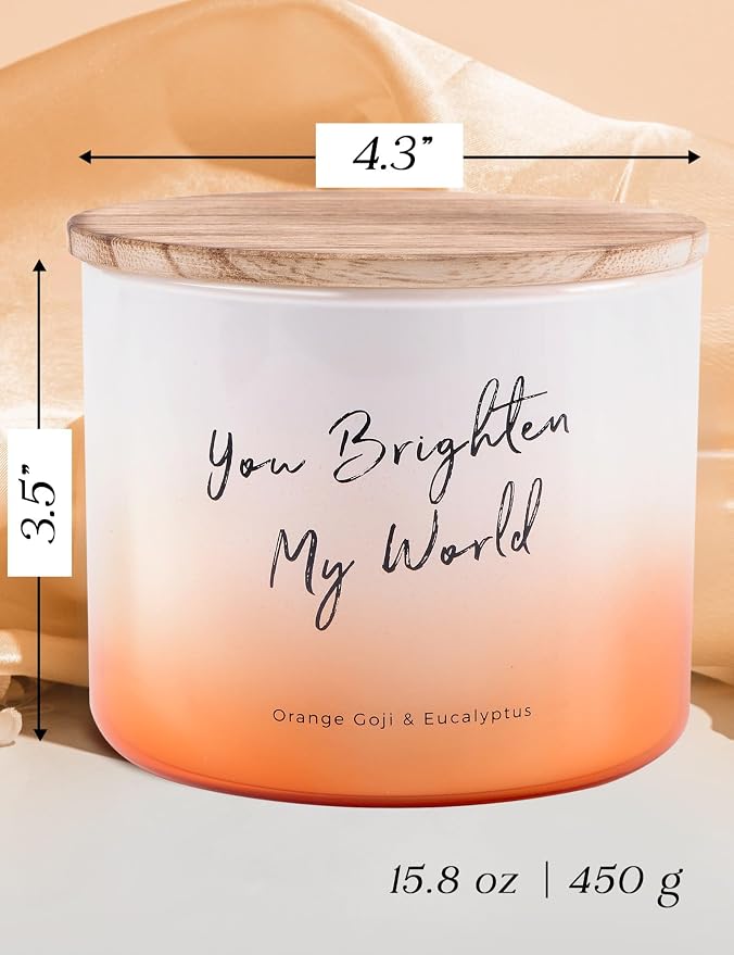 Orange Goji Eucalyptus Scented Soy Candle | Large 3-Wick Candle for Home, 15.8 oz | Citrus & Eucalyptus Aromatherapy Candle | Birthday & Thank You Gifts for Women | Candles for Women & Men