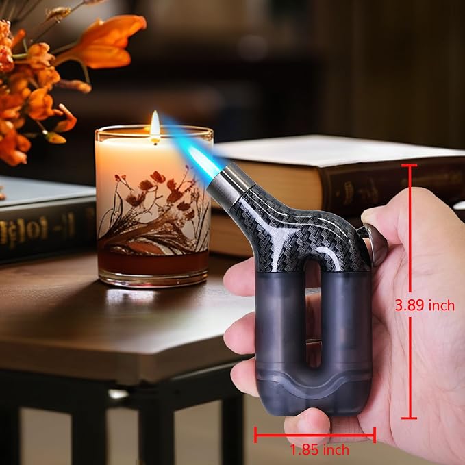 Laffizz 2 Pack Torch Lighter Single Jet Flame Refillable Butane Lighters Windproof Gas Torch Lighters Adjustable Jet Cool Lighter for Camping Candle BBQ Grill(Fuel Not Included)