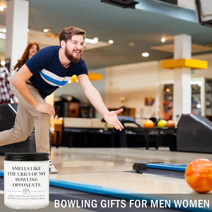 Bowling Lovers Gifts for Men and Women - Best Gifts for Bowlers, League Players & Friends - Cool Bowling Accessories & Themed Stuff - Birthday Gift for Bowlers, Soy Wax Lavender Scented Candle