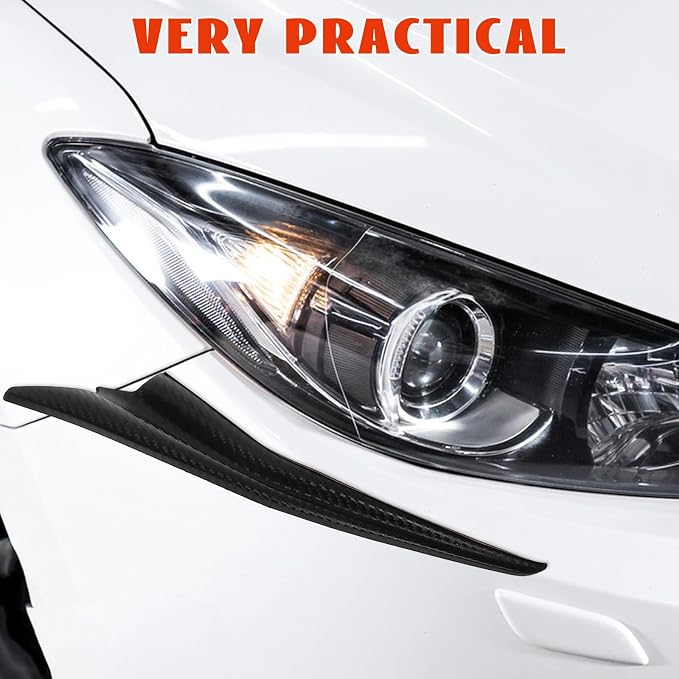 2 Pairs Car Spoiler Canards Kit General Front Bumper Lip Splitter Diffuser Made of Sturdy Abs Material Black Tone Adhesive Exterior Car Accessories and Modification