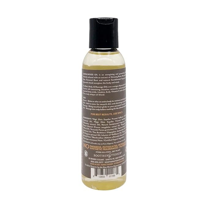 Soothing Touch Organic Bath, Body & Massage Oil, Sandalwood, 4 Fl Oz