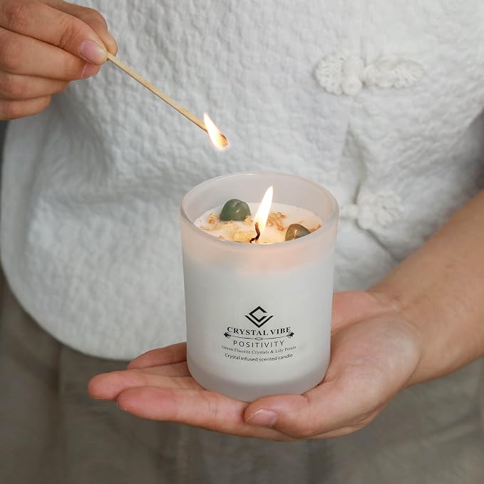 Crystal Vibes Scented Candle for Aromatherapy & Meditation | Long-Lasting Fragrance | Relaxing Home Décor | Stress Relief & Calm Ambience