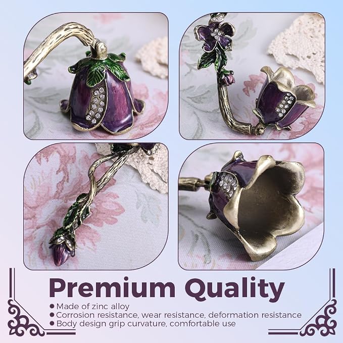 Flower Candle Snuffer Accessory, Vintage Exquisite Candle Extinguisher, Retro Unique Design Candle Extinguisher Flame with Long Handle Putting Out Fire, (Purple)