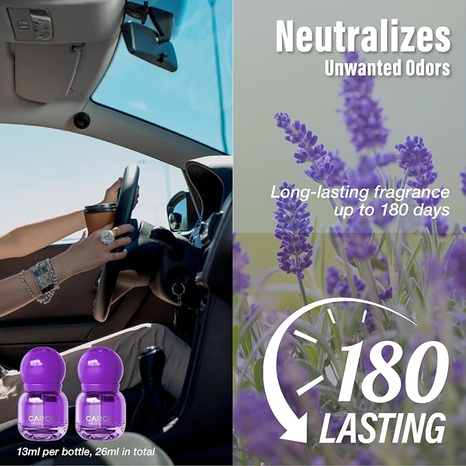 Carori Cute Car Air Freshener 2 Pack, Lightbulb-Shaped Car Fresheners, Automotive Vent Clip, Long Lasting Scent, Essential Oils, Cute Car Accessories for Women, Orange Scent (Lavender)