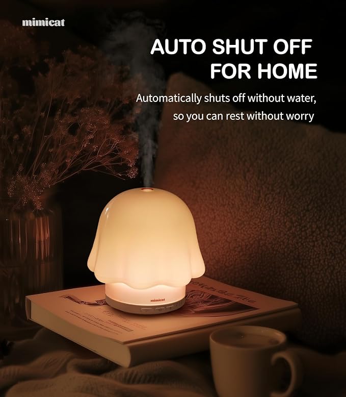 Essential Oil Diffuser for Home Glass: mimicat Timer 120ml Ultrasonic Cool Mist Aromatherapy Diffusers for Bedroom Office with Soft Night Light Pink