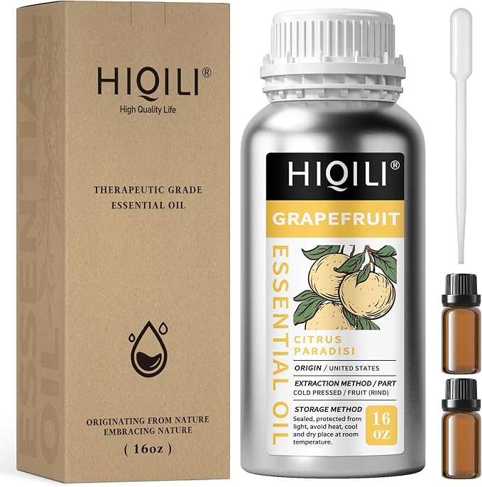HIQILI 16 Fl Oz Grapefruit Essential Oil, for Diffuser, Skin Care