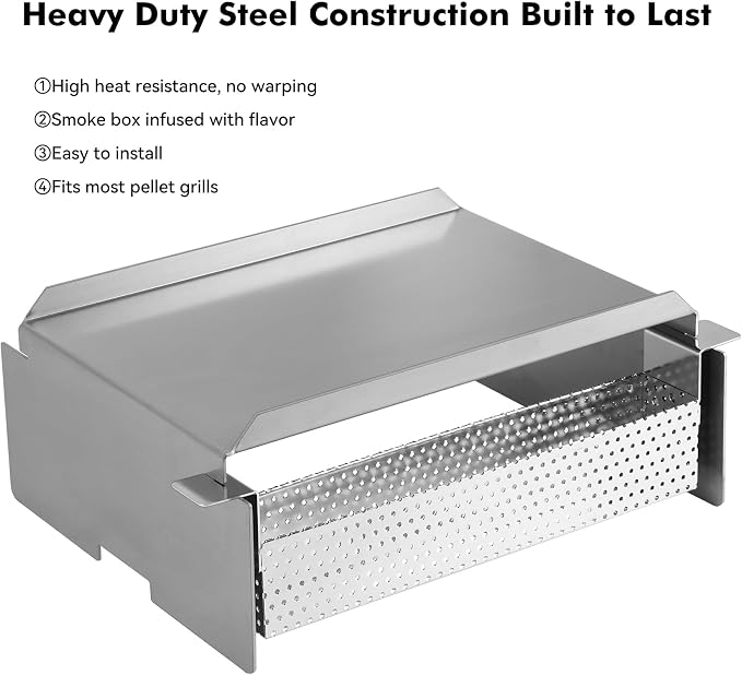 Stanbroil Heavy Duty Steel Heat Baffle Diffuser, Heat Deflector with Smoker Box, Heat Diffuser Replacement Part for Traeger, Camp Chef and Most Other Pellet Grills