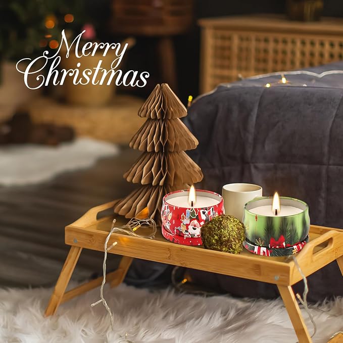 24Pack Christmas Scented Candle Tins Gift Set - Soy Wax Festive Aromatherapy Candles 2.5oz- Smokeless Long Lasting Burn time for Advent & Christmas Gifts Holiday Decor & Gifting.