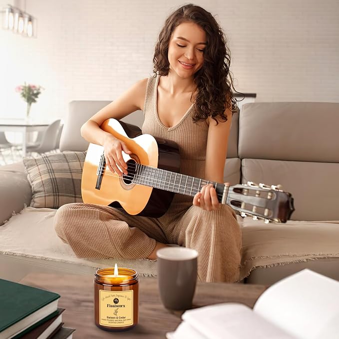 Fissiworx Vanilla Scented Candle Set 2 Pack, Candle for Home Scented, Odor Eliminating, Stress Relief, 15oz, 110 Hours Long Lasting Candles, Soy Candle Gift Set for Women