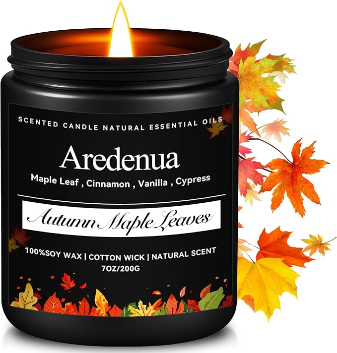 Autumn Leaves Candles – Warm Seasonal Leaf Aroma, Hand-Poured Soy Candles for Winter Home Décor, Cozy Holiday & Christmas Candle Gift