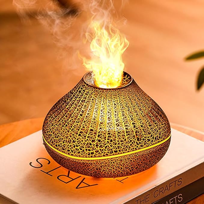 Auto Shut-Off Waterless Protection Smart Flame Essential Oil Diffuser with Colorful Light