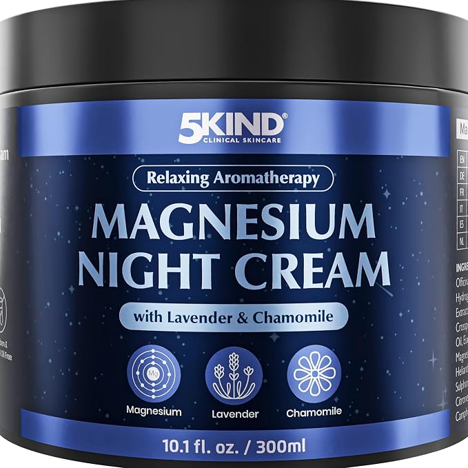 5Kind Magnesium Lotion for Sleep 10.1 fl oz - Magnesium Sleep Cream - Topical Magnesium Cream - Relaxing Lavender & Chamomile Magnesium - Infused with Lavender Essential Oils - Natural Sleep Aid