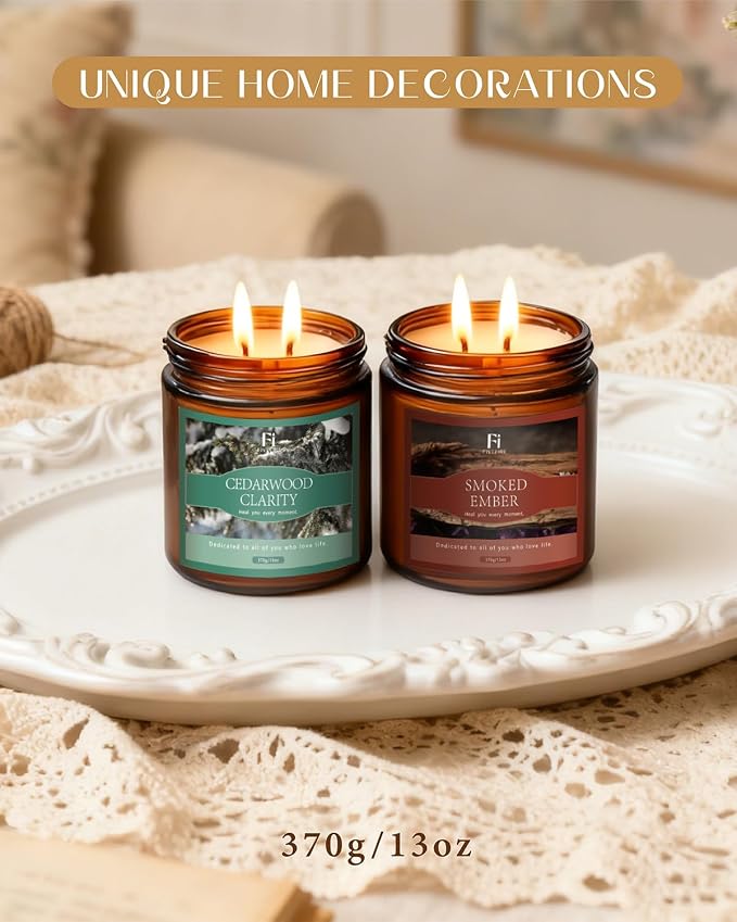Honey Cinnamon Scented Candle, 13 oz Soy Wax Candle with Cotton Wick, 76-Hour Clean Burning, Non-Toxic Woodsy Scent for Relaxation & Focus, Aromatherapy Candle, Housewarming Gift
