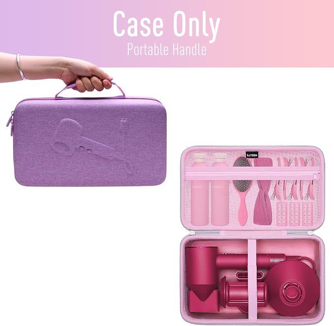 Hair Dryer Case Compatible with Dyson Supersonic Hair Dryer, Laifen SE / SE Lite, Slopehill 1902, Cosy Companions ZCY883, ANNE BETTY Blow Dryer Cases, Blow Dryer Storage Cases, Purple(Case Only)