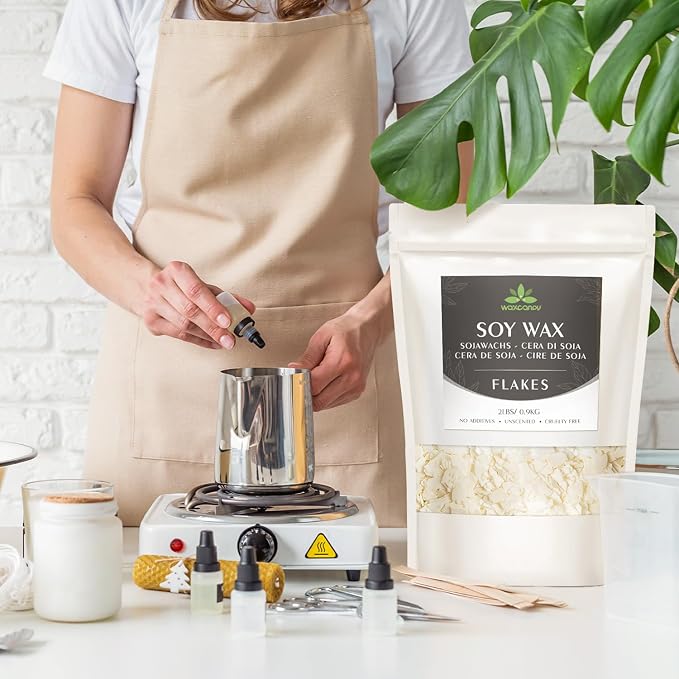 Soy Wax Flakes, Waxcanpy Natural Candle Wax, Organic Soy Wax for Candle Making from Farm, No Additives, Harmless and Pure (0.5lb)