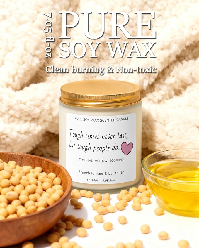 Scented Candle for Home, 7.05 oz 40Hour Burn Time, Long Lasting Soy Jar Candle, Gifts for Christmas, Halloween, Inspirational Gifts for Men Women, French Juniper&Lavender, Aromatherapy