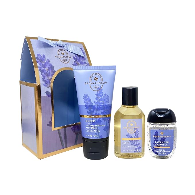 Bath & Body Works Lavender + Vanilla Mini Body Cream, Wash, Hand Gel & Soap