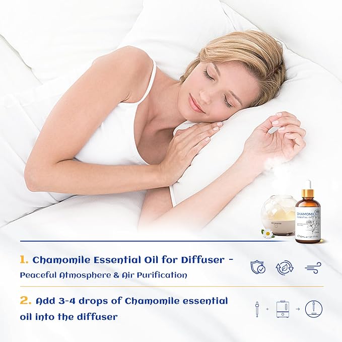 HIQILI 30ML Chamomile Essential Oil, Chamomile Oil for Diffuser, Skin, Soap, Shampoo - 1.01 Fl Oz