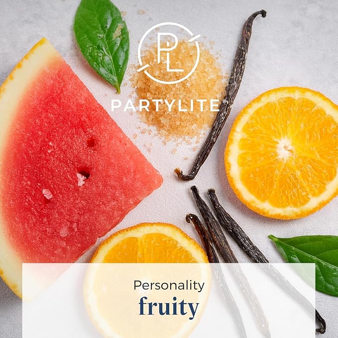 PartyLite 3-Wick Jar Candle, Highly Fragranced Clean Burning Glass Candle, 25-45 Hours Burn Time (Watermelon Sugar Siesta)