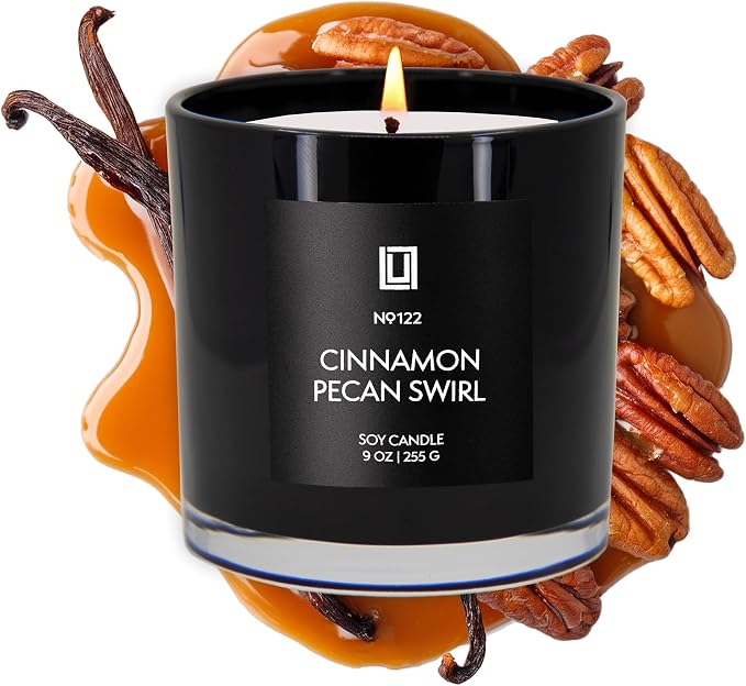 Lulu Candles | Cinnamon Pecan Swirl | Luxury Scented Soy Jar Candle | Hand Poured in The USA | Highly Scented & Long Lasting (9 Oz.)