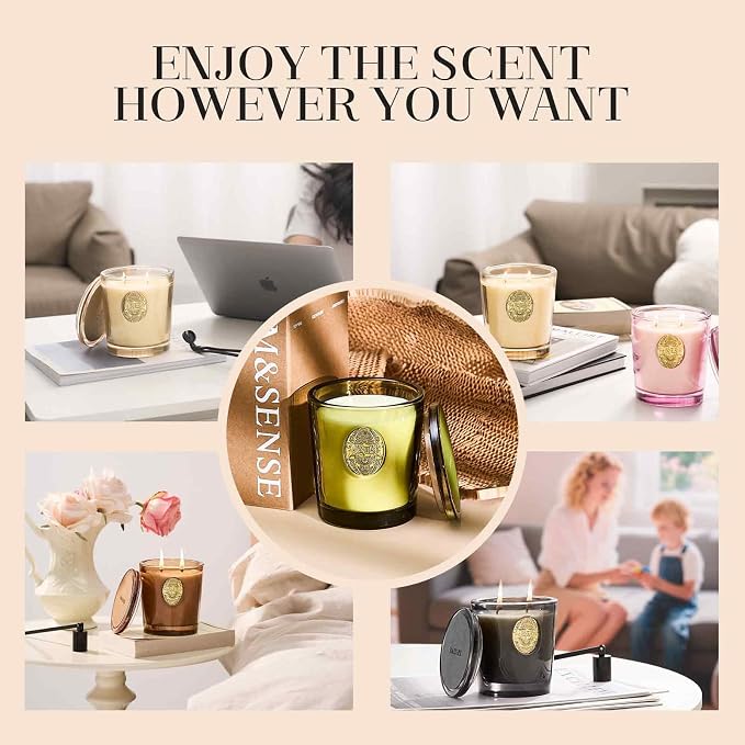 M&SENSE Large Two-Wick Soy Candle | Saltwater Rose & Pink | 19.8 oz, 120H Burn Time | Luxury Scented Candle for Relaxation, Gifting, Home Décor | Ideal for Bedroom, Office, Party Ambiance