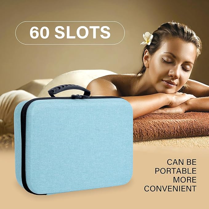 Essential Oils Carrying Case Holds 60 Bottles with Detachable Pad, Sky Blue