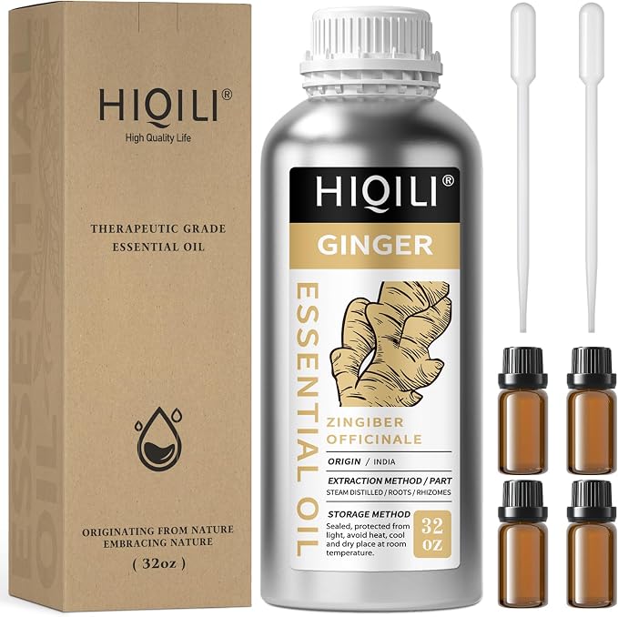 HIQILI 32 Fl Oz Ginger Oil, Ginger Essential Oil for Hair, Massage, Skin - 1000ML