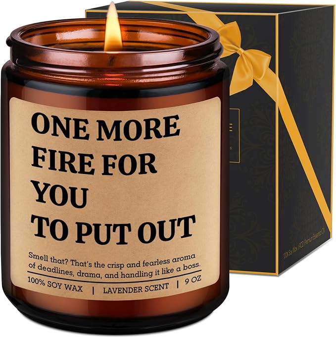 LEADO One More Fire Candle - Coworker, Boss Gifts for Women, Men - Funny Birthday, Office, Appreciation Gifts for Coworker, Boss, Team Lead, Employee - Chaos Coordinator Ideas for Manager, HR, Friend