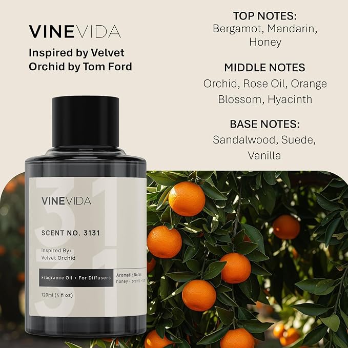VINEVIDA [4 Oz] Inspired by: Velvet Orchid; Diffuser Oil Refill | Premium Scent Diffuser Oil for Home | Non-Toxic Fragrance