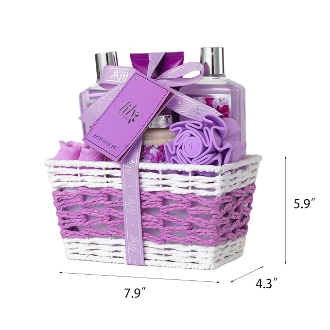 Gifts for Women, Birthday Gifts, 9 Pcs Lavender Spa Gift Baskets for Women - Bath and Body Gift Basket | Gift for Her Christmas, Mothers Day, Valentines Day, Perfect Gift for Mom All Occasion
