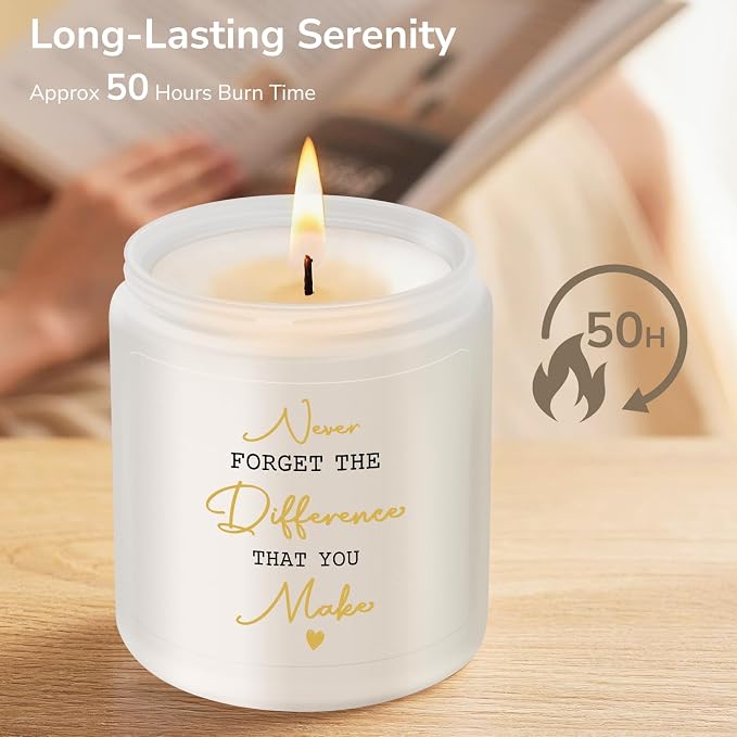 Thank You Gifts for Women - Inspirational Appreciation Gift for Teachers, Farewell Birthday Retirement Gifts for Friend Women Coworkers Nurses Boss Employees Men - Lavender Scented Candle 7oz