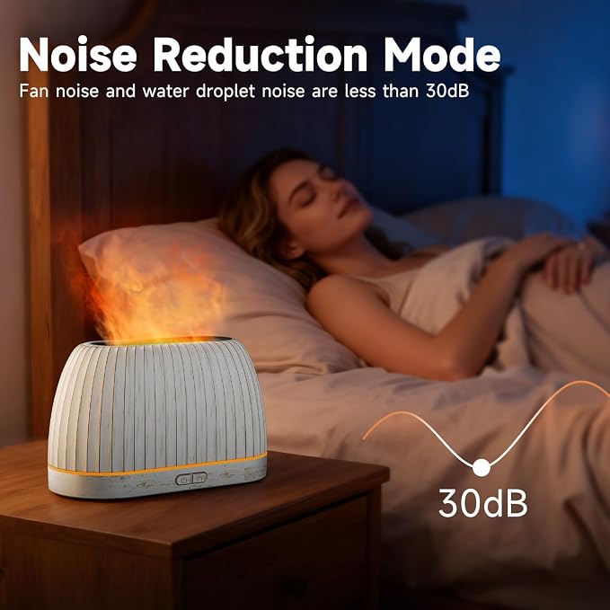 SOULORIGIN Essential Oil Diffuser, Flame Effect Aromatherapy Diffuser with 7-Color LED Lights & Auto Shut-Off, Ultrasonic Diffusers for Home, 120ml Samll Scent Diffuser for Essential Oils - White