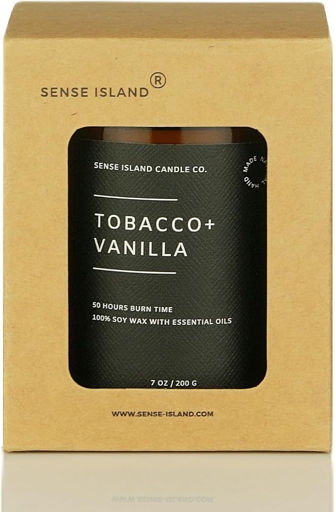 Tobacco Vanilla Wood Wick Candle for Men – Strong Masculine Scent, 100% Soy, 50-Hour Burn – Luxury Scented Candle with Crackling Wooden Wick for Home, Office, Gifts | Strong Masculine Scent, 100% Soy, 50-Hour Burn, Crackling Wooden Wick, Luxury Scented