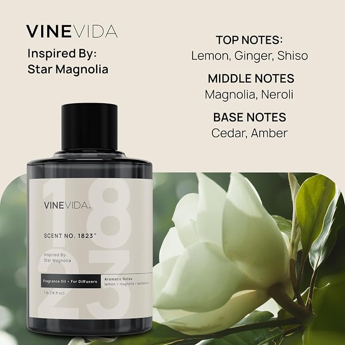 VINEVIDA [16 Oz] Inspired by: Star Magnolia; Diffuser Oil Refill | Premium Scent Diffuser Oil for Home | Non-Toxic Fragrance