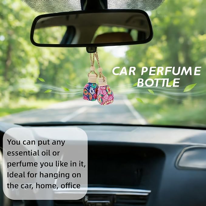 Covzoe 30 Pack Car Diffuser Bottles, Refillable Hanging Car Air Freshener Glass Bottles Bulk, Empty Soft Clay Perfume Bottle Pendant for Fragrance Perfume Aromatherapy, Color Random