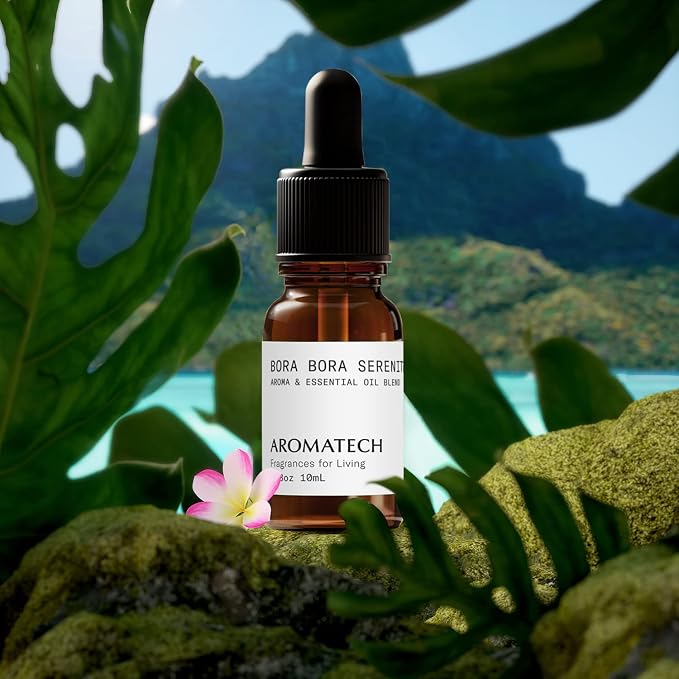 AromaTech Bora Bora Serenity Aroma Essential Oil Blend: Luxury Hotel Inspired Aromatherapy with Tropical Fruit, Frangipani & Coconut for Ultrasonic Diffusers & Nebulizers (10 mL)