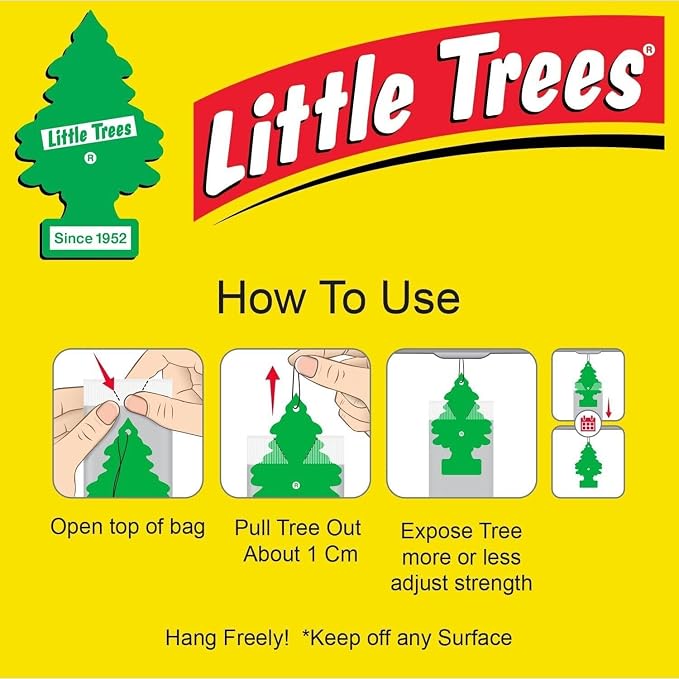 LITTLE TREES Car Air Freshener | Hanging Paper Tree for Home or Car | Wild Cherry | 4 Pack