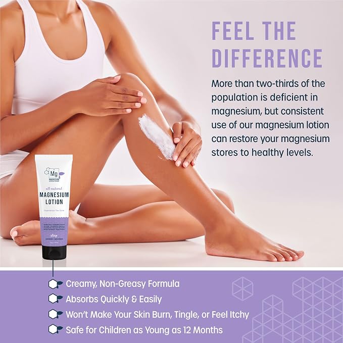 Lavender Scented Melatonin Magnesium Lotion for Sleep | 250 mg Zechstein Magnesium & 3 mg Melatonin per Teaspoon | 6 oz Bottle of Lavender Lotion | Relaxing Aromatherapy | Proudly Made in America