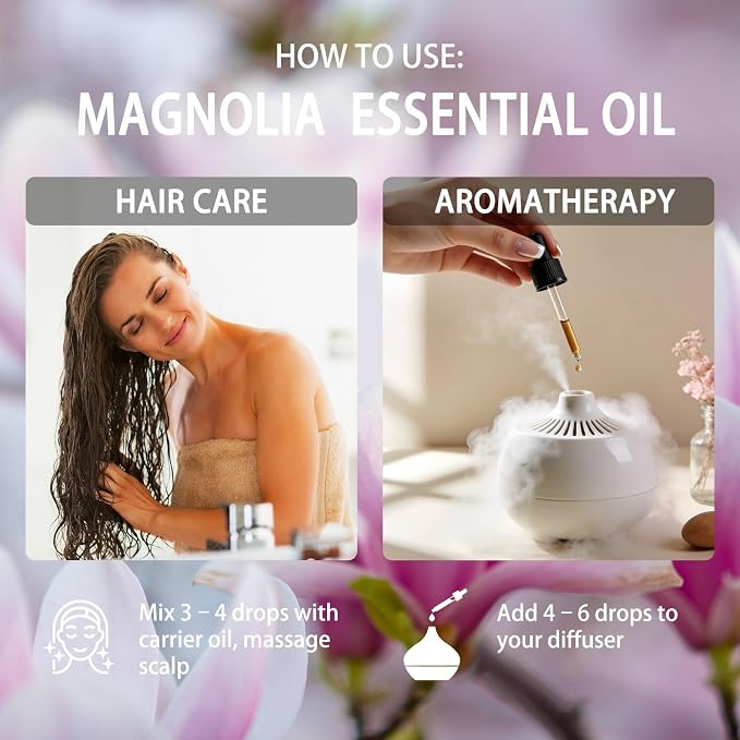 Magnolia Essential Oil - Magnolia Fragrance Oil for Diffuser, Massage, Humidifier, DIY Candle, Soap Making, Home, Bath, Yoga - 16 fl oz (480ml) - ZODION Essential Oils