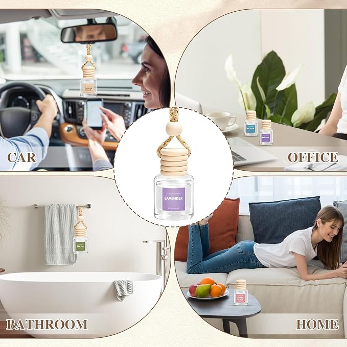 AROIC Car Air Freshener for Women, 6 Pack Air Freshener Diffuser, Mothers Day Gift for Mom, Hanging Essential Oil Air Freshener Diffuser Odor Eliminator, Cute Car Interior Decor Car Scents Accessories