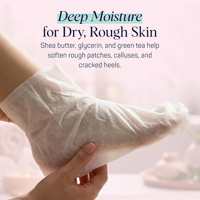 SpaLife Moisturizing Foot Sockies | Foot Mask for Dry Cracked Feet | Tea Tree Oil Softening Booties | Callus Remover Alternative | Self Care Gifts for Women | 8 Pack