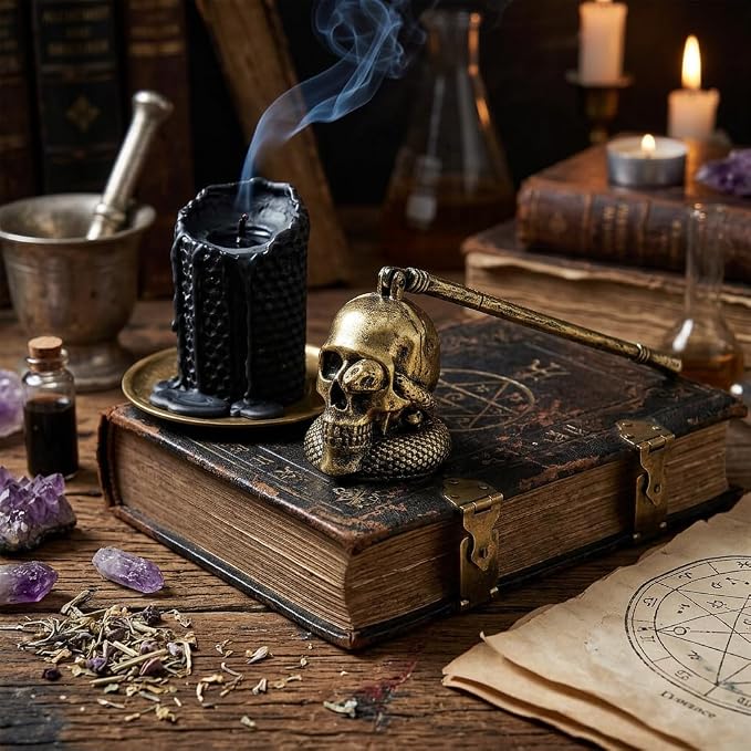 We Moment Candle Snuffer, Candle Snuffer Extinguisher with Long Handle,Retro Style Wick Flame Snuffer for Putting Out Candle Flame Safely,Skull Candle Snuffers Accessory for Candle Lovers